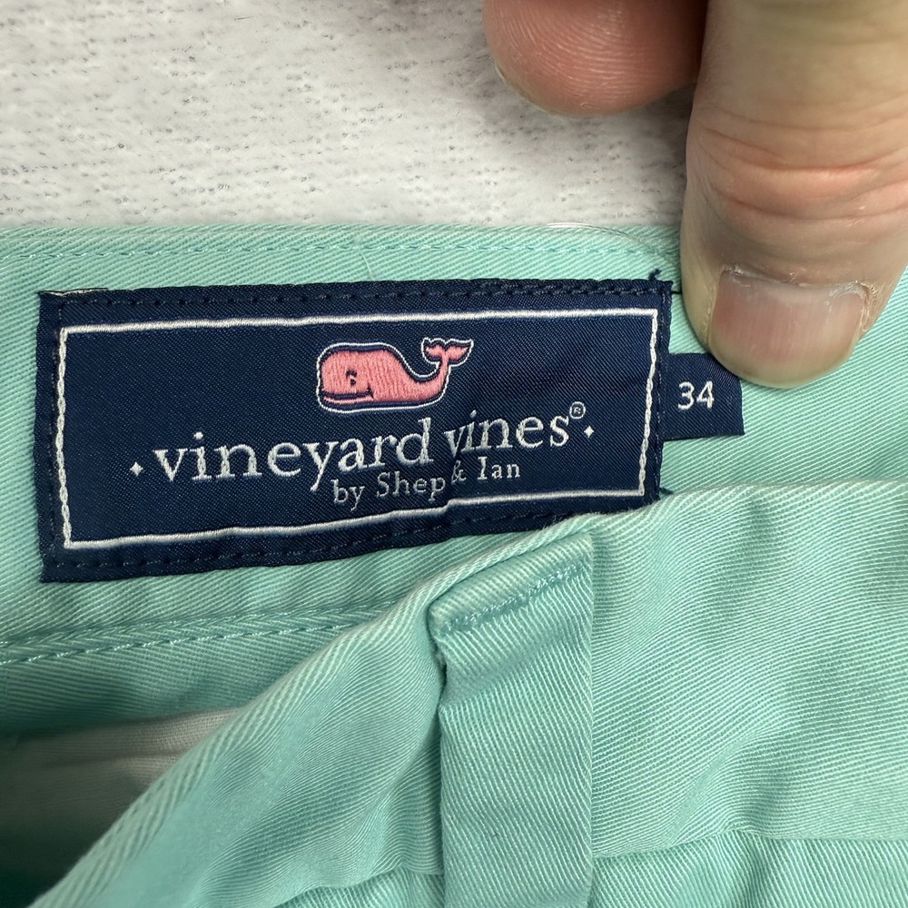 Vineyard Vines Breaker Shorts Size 34 Aqua Chino Flat Front Casual - Picture 2 of 8